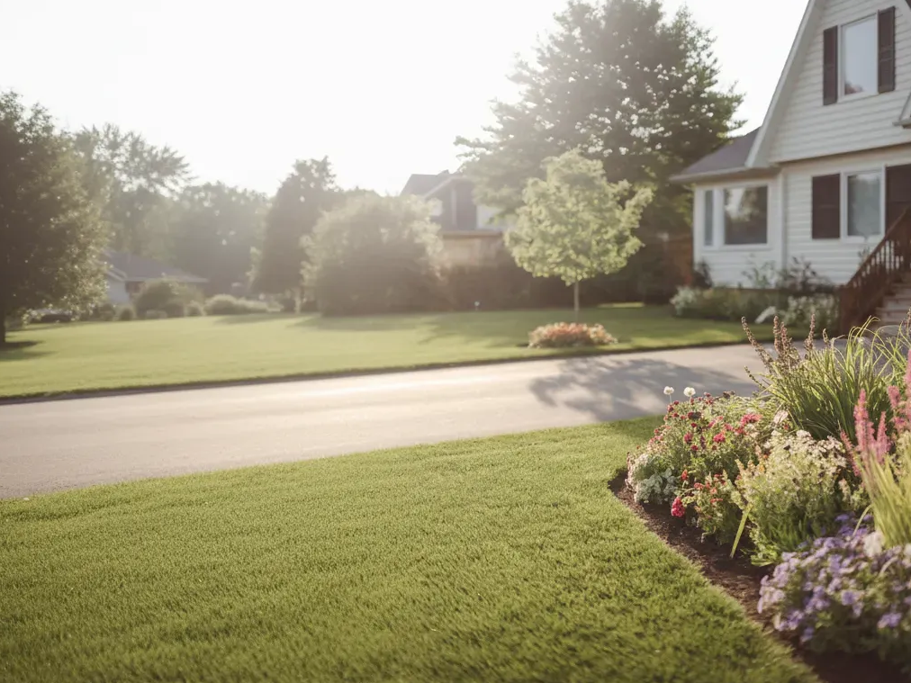 Well-maintained front lawn