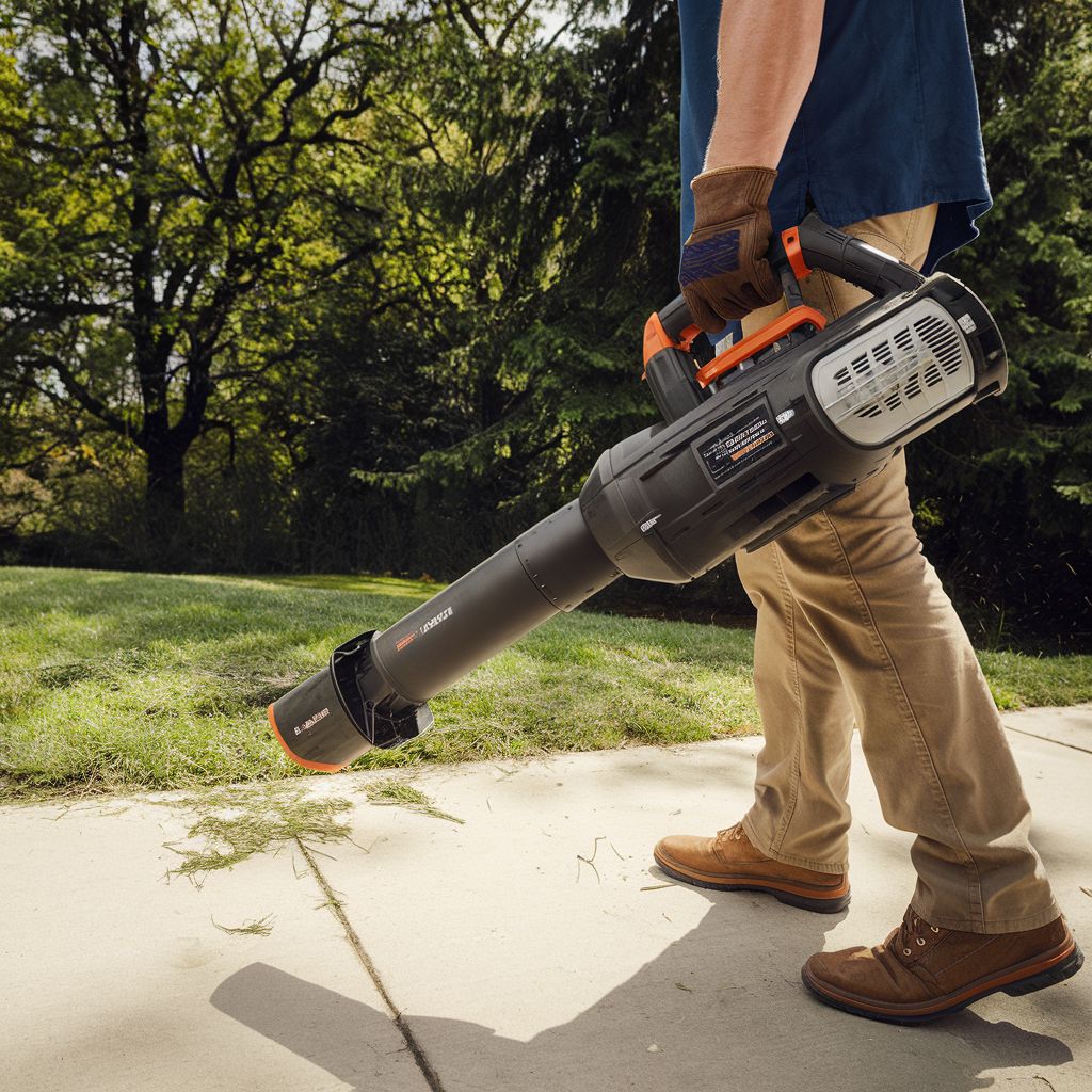 Blowing grass clippings away from walkways and sidewalks.